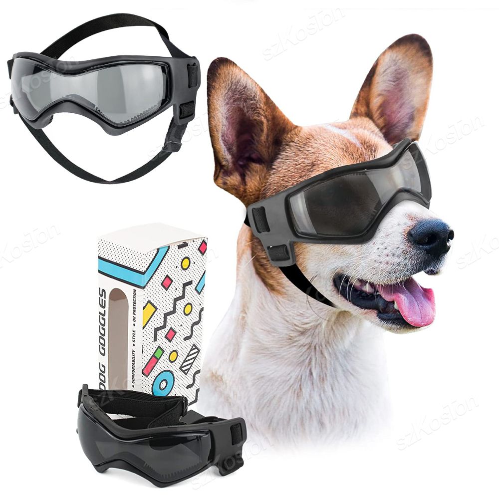 Pet Sunglasses with UV Protection Soft TPU Frame Adjustable Headband Dog Goggles Cat Sunglasses for Outdoor Travel Car Rides Eye Protection (XS, Black)