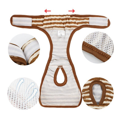 Striped Dog Physiological Pants with Adjustable Magic Tape Waistband, Machine Washable Pet Diapers for Heat Cycle, Travel, and Daily Indoor or Outdoor Use (L, Red)