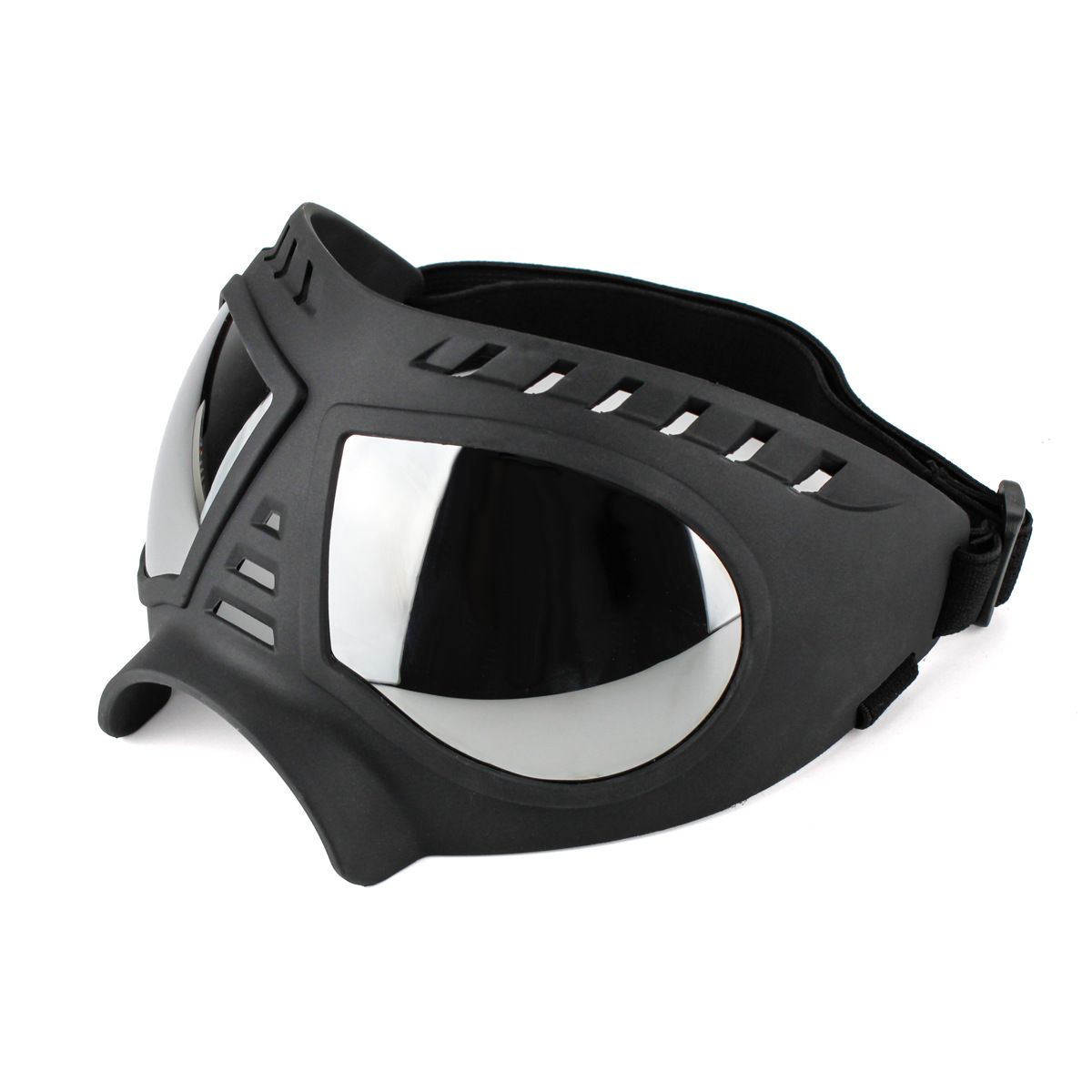 Adjustable Pet Dog Goggles with UV Protection Anti-Fog Lens and Reflective Coating for Medium to Large Dogs Outdoor Driving Beach Snow Activities (Black)