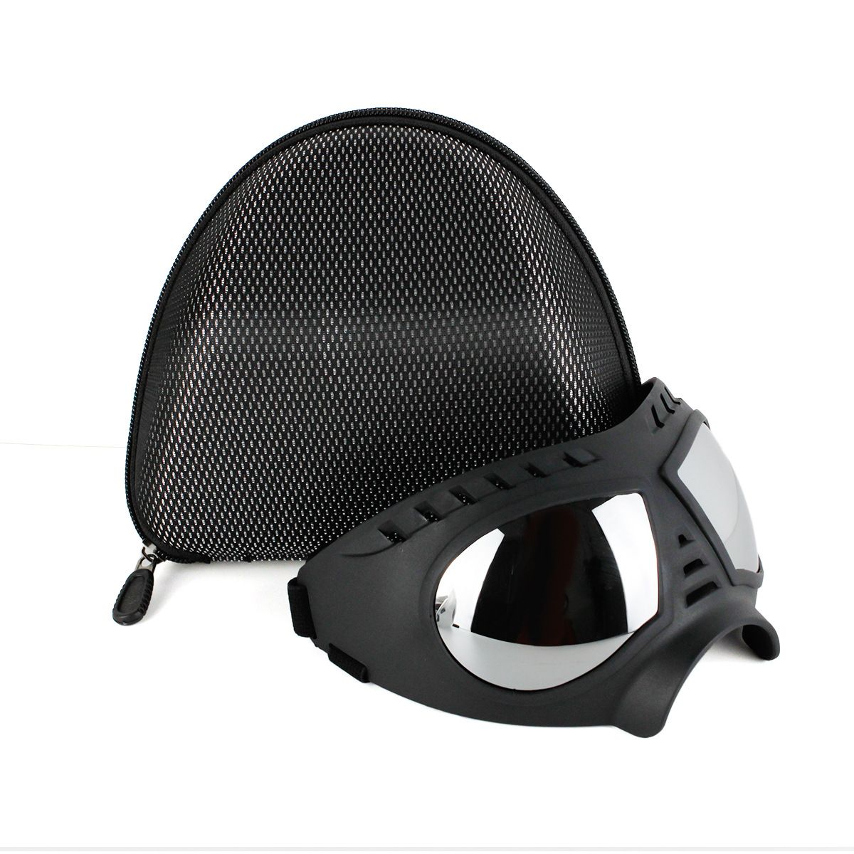 Adjustable Pet Dog Goggles with UV Protection Anti-Fog Lens and Reflective Coating for Medium to Large Dogs Outdoor Driving Beach Snow Activities (Black)