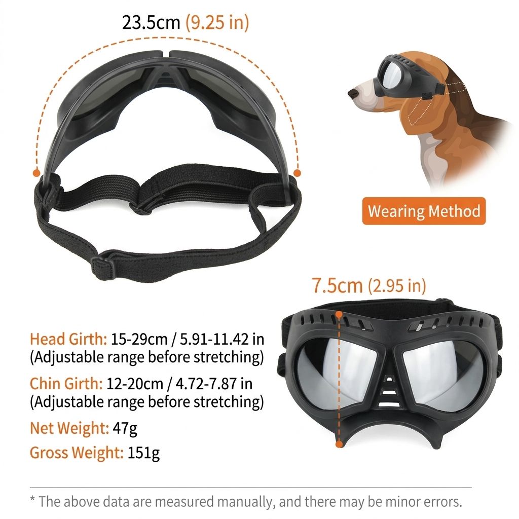 Small Dog Goggles with Soft Frame and Adjustable Strap, Colorful Coated Lens Pet Sunglasses for Car Rides Outdoor Activities Windproof Protection (Blue)