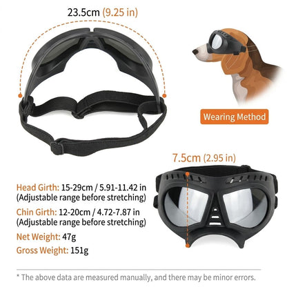 Small Dog Goggles with Soft Frame and Adjustable Strap, Colorful Coated Lens Pet Sunglasses for Car Rides Outdoor Activities Windproof Protection (Blue)