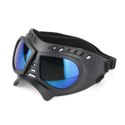 Small Dog Goggles with Soft Frame and Adjustable Strap, Colorful Coated Lens Pet Sunglasses for Car Rides Outdoor Activities Windproof Protection (Blue)