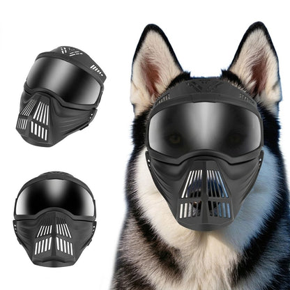 Protective Dog Goggles Full Face Mask with Breathable Muzzle for Medium to Large Dogs, Windproof Sunglasses Visor for Outdoor Walking, Travel and Car Rides (Black)