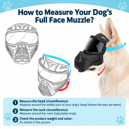 Protective Dog Goggles Full Face Mask with Breathable Muzzle for Medium to Large Dogs, Windproof Sunglasses Visor for Outdoor Walking, Travel and Car Rides (Black)