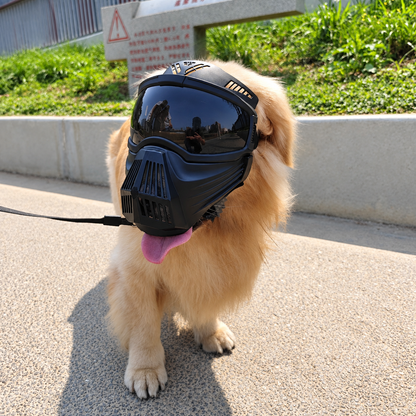 Protective Dog Goggles Full Face Mask with Breathable Muzzle for Medium to Large Dogs, Windproof Sunglasses Visor for Outdoor Walking, Travel and Car Rides (Black)