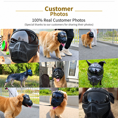 Protective Dog Goggles Full Face Mask with Breathable Muzzle for Medium to Large Dogs, Windproof Sunglasses Visor for Outdoor Walking, Travel and Car Rides (Black)