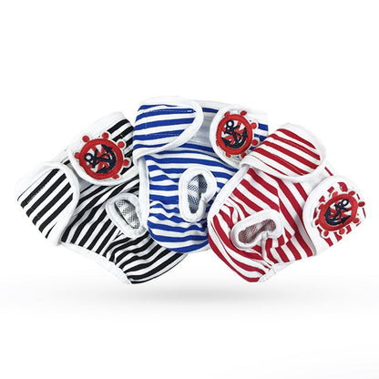 Washable Dog Physiological Underwear with Nautical Striped Design, Adjustable Magic Tape, Tail Opening and Leak-Proof Layer for Small to Large Dogs During Heat Cycles and Daily Indoor or Outdoor Use (XL, Red)