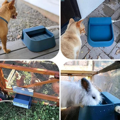 Automatic Pet Water Dispenser with Floating Valve and Hose, 2L Food-Grade Bowl for Dogs Cats Chickens Rabbits and Small Animals, Indoor Outdoor Fresh Water Supply (Bowl And Water Pipe)