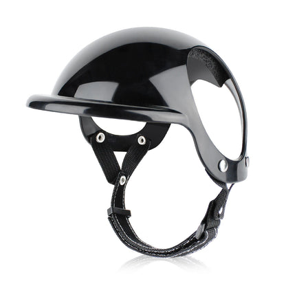 Pet Helmet for Dogs and Cats, Adjustable Outdoor Safety Headgear with Ventilation and Padded Interior, Fun Motorcycle Style Hat for Rides and Daily Walks (L, Black)