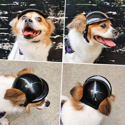 Pet Helmet for Dogs and Cats, Adjustable Outdoor Safety Headgear with Ventilation and Padded Interior, Fun Motorcycle Style Hat for Rides and Daily Walks (XS, Rose)