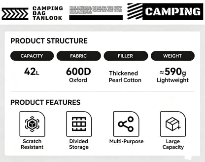 Outdoor camping thick Oxford cloth storage large capacity insulation bag 42L,black