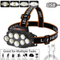 Headlamp Rechargeable, 2000 Lumen Super Bright 8 LED Head Lamp, 4 Modes Lightweight USB Head Light, IPX5 Waterproof Headlamp Flashlight for Outdoor Camping, Running, Cycling, Climbing