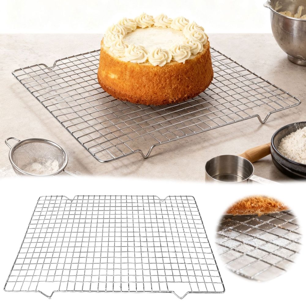 Stainless Steel Baking Rack, 15.0x10.0in Heavy Duty Wire Cooling Grid, Oven-Ready Grill Grate for Baking Roasting and BBQ Cooking