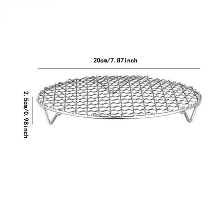 Round Stainless Steel Grill Net with Feet,Multi-Purpose Barbecue Grate for Stove Tea and Cooking,7.9in