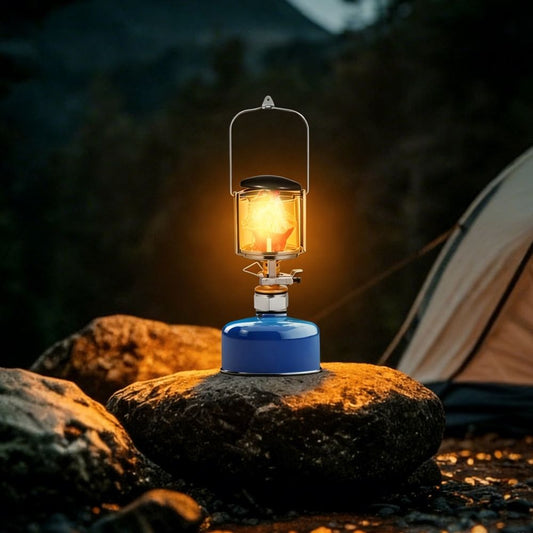 Propane Camping Lantern Set with Gas Powered Light, Portable Outdoor Lamp in Multiple Colors for Hiking and Travel