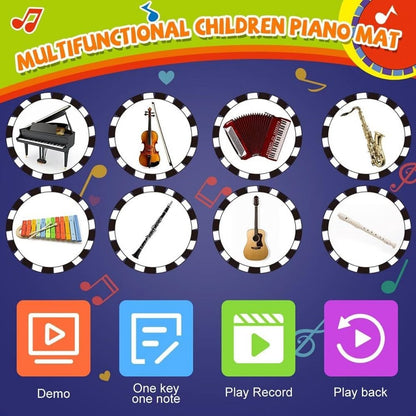 Musical Piano Mat for Toddlers - 28 Music Sounds Floor Piano Keyboard Dance Playmat - Toy & Gift for Kids 1-5 Years Old Boys Girls