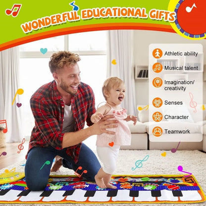 Musical Piano Mat for Toddlers - 28 Music Sounds Floor Piano Keyboard Dance Playmat - Toy & Gift for Kids 1-5 Years Old Boys Girls
