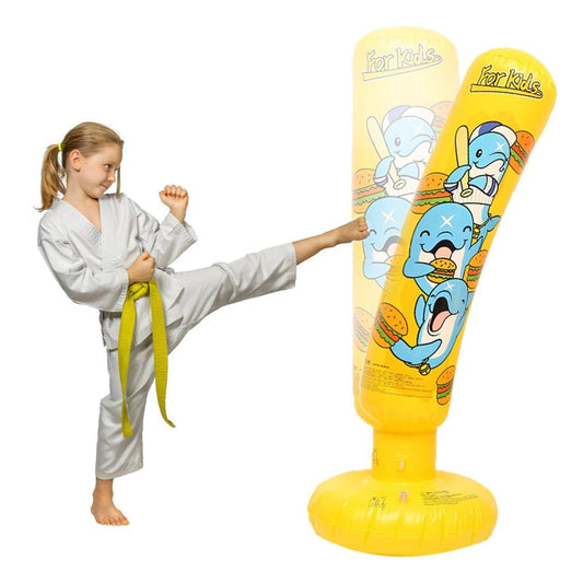 Inflatable Punching Bag for Kids, 47inch Freestanding Ninja Boxing Bag, Toys and Gifts for Boys and Girls Age 5-12, for Karate, Taekwondo, MMA, Boxing Bag, (Dolphin Pattern)