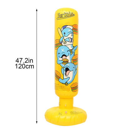 Inflatable Punching Bag for Kids, 47inch Freestanding Ninja Boxing Bag, Toys and Gifts for Boys and Girls Age 5-12, for Karate, Taekwondo, MMA, Boxing Bag, (Dolphin Pattern)