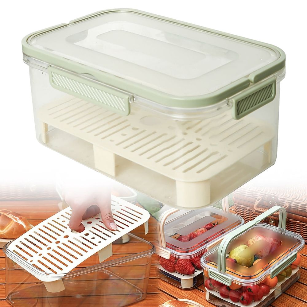 Plastic Portable Ice Cooler Box (Color A), with Drain Divider, Outdoor Picnic & Camping Snack Container (1pc)
