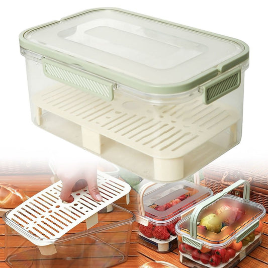 Plastic Portable Ice Cooler Box (Color A), with Drain Divider, Outdoor Picnic & Camping Snack Container (1pc)