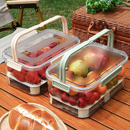 Plastic Portable Ice Cooler Box (Color A), with Drain Divider, Outdoor Picnic & Camping Snack Container (1pc)