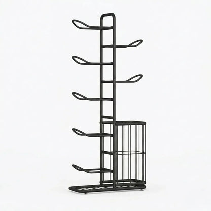 CARLA HOME 7 Tier Ball Storage Rack - Sports Organiser - Black - Basketball Storage Rack