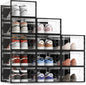 CARLA HOME 12-Pack Clear Stackable Shoe Storage Boxes - Black - Shoe Box Storage