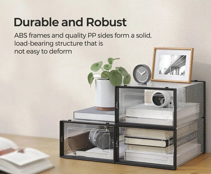 CARLA HOME 12-Pack Clear Stackable Shoe Storage Boxes - Black - Shoe Box Storage