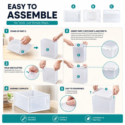 CARLA HOME 12-Pack Clear Stackable Shoe Storage Boxes - White - Shoe Box Storage