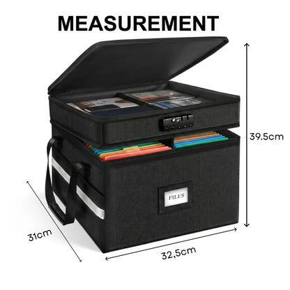 CARLA HOME Fireproof Document Box with Lock - Fabric - Office - Fireproof Document Safe