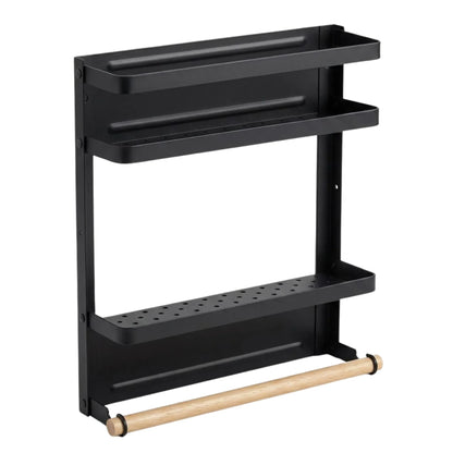 CARLA HOME Magnetic Refrigerator Spice Rack - 2 Tier Fridge Organiser - Black