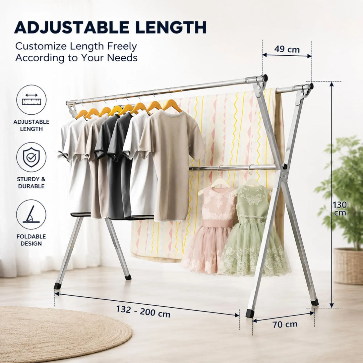 CARLA HOME Clothes Drying Rack Folding Indoor Outdoor, Grey, Kitchen