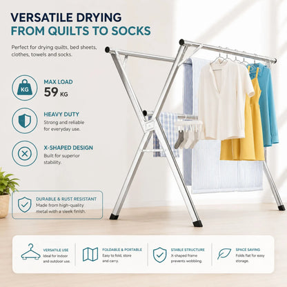 CARLA HOME Clothes Drying Rack Folding Indoor Outdoor, Grey, Kitchen