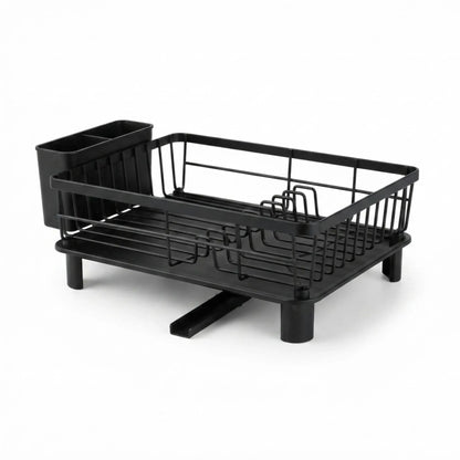 CARLA HOME Dish Drying Rack with Drainboard & Utensil Holder for Kitchen (Black)