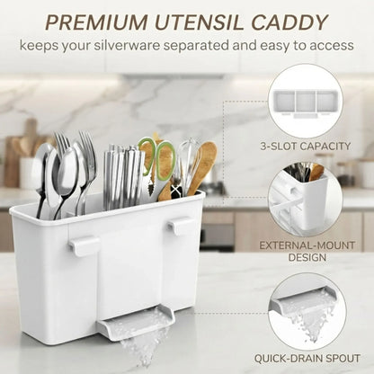 CARLA HOME Dish Drying Rack with Drainboard & Utensil Holder for Kitchen (White)