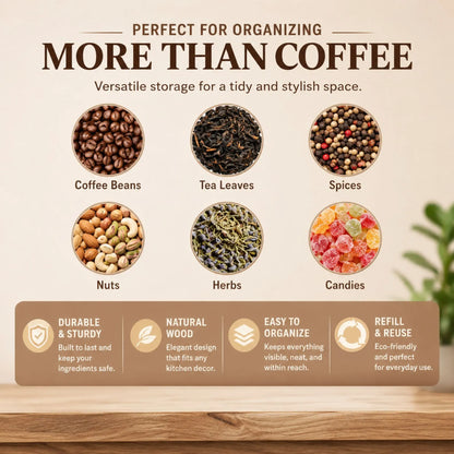 CARLA HOME Glass Coffee Bean Storage Tubes, 12 Pack Wooden Stand (60ml 20g)