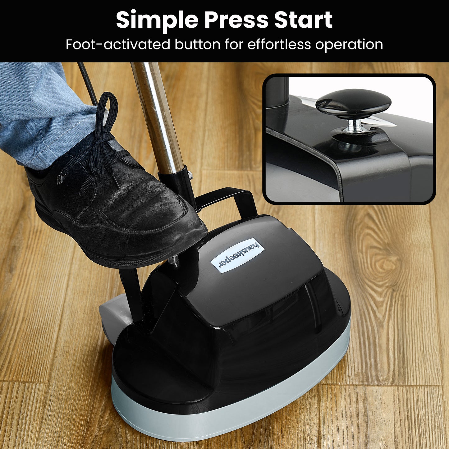 Kartrite Hauskeeper Gen2 5-in-1 Black Electric Floor Polisher Hard Waxer Buffer Scrubber Cleaner 240v With Twin Rotating Brushes 6m Power Cord