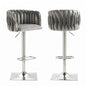 SERENITà Modern Velvet Breakfast Bar Stools Swivel Barstools Adjustable Counter Stools with Backrest (Silver-Grey)