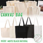 5PCS Canvas Tote Bag Cotton Blank DIY Shopping Shoulder Bags - Black 40*30*10cm