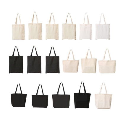 5PCS Canvas Tote Bag Cotton Blank DIY Shopping Shoulder Bags - Black 40*30*10cm