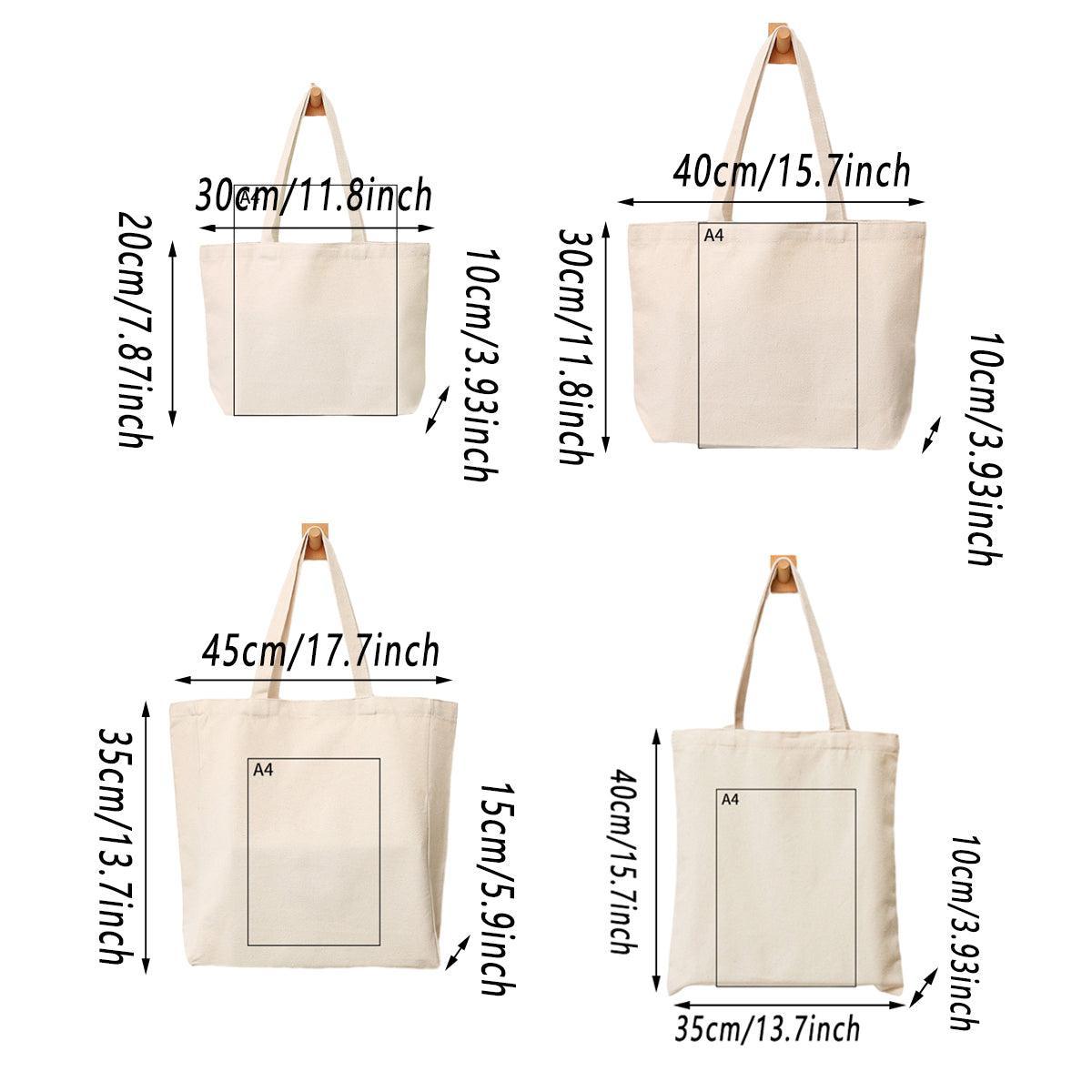 5PCS Canvas Tote Bag Cotton Blank DIY Shopping Shoulder Bags - Black 40*30*10cm