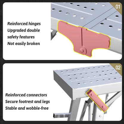 Folding Scaffolding Platform Galvanized Steel Pipe 150kg Load-Bearing Adjustable