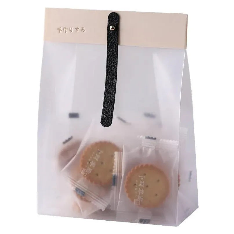 50pcs Transparent Snack Bags Biscuit Candy Bags Resealable Food Packaging - Pink