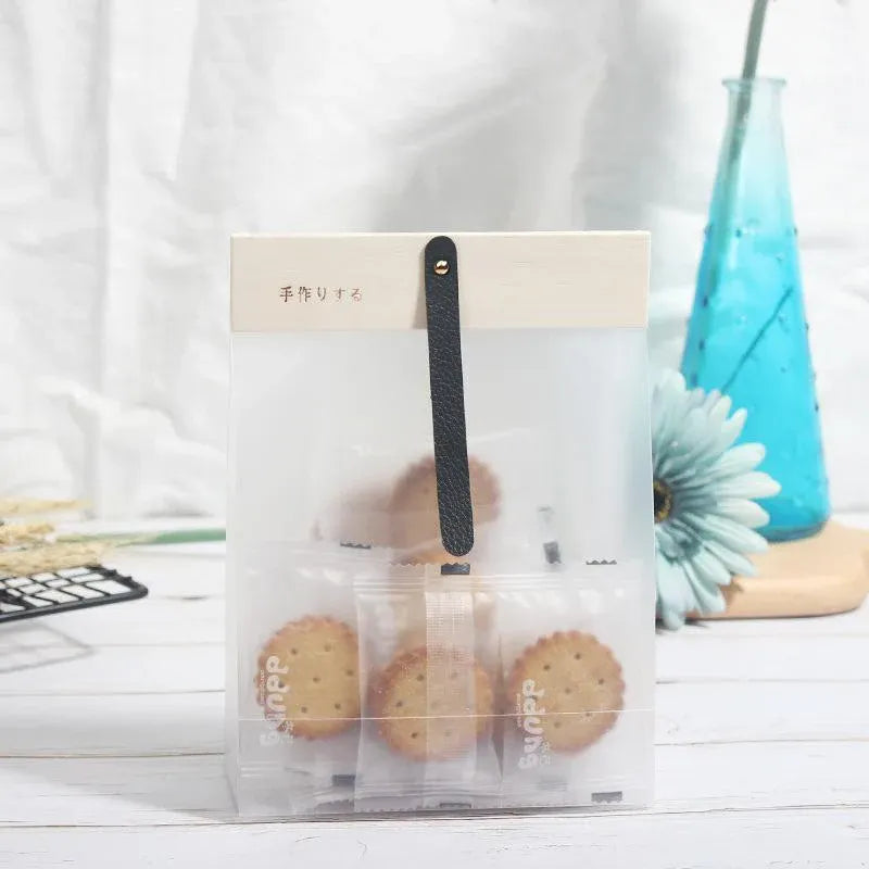50pcs Transparent Snack Bags Biscuit Candy Bags Resealable Food Packaging - Red