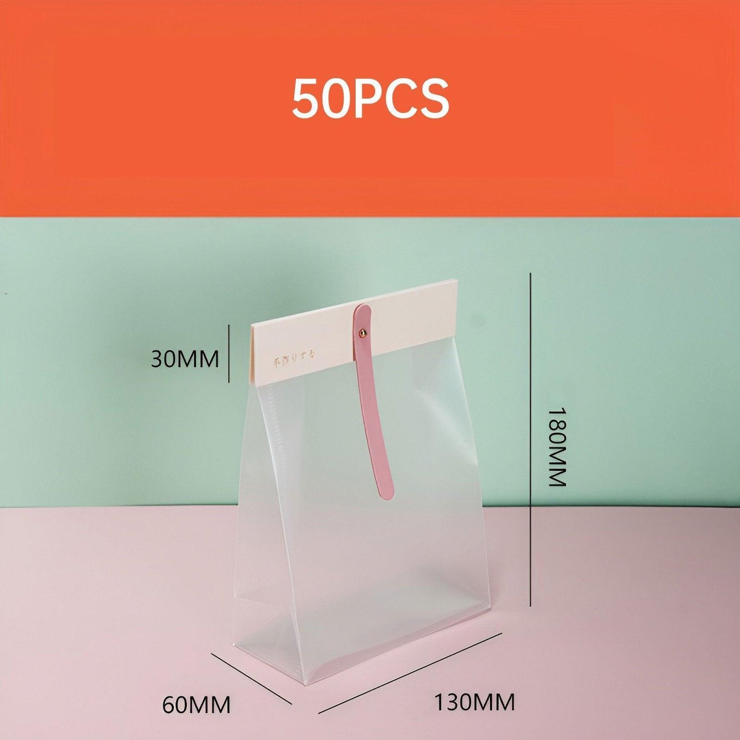 50pcs Transparent Snack Bags Biscuit Candy Bags Resealable Food Packaging - Red