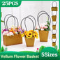 25x Kraft Paper Bag Flowers Waterproof Bouquet Basket Gift Box With Handle - 25PCS-Sq Big