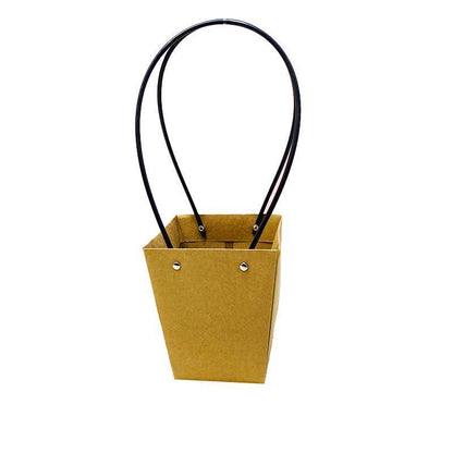 25x Kraft Paper Bag Flowers Waterproof Bouquet Basket Gift Box With Handle - 25PCS-Sq Big