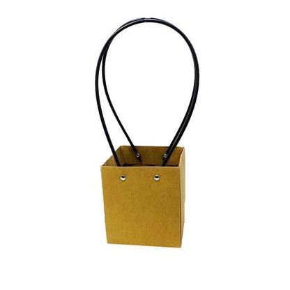 25x Kraft Paper Bag Flowers Waterproof Bouquet Basket Gift Box With Handle - 25PCS-Sq Big